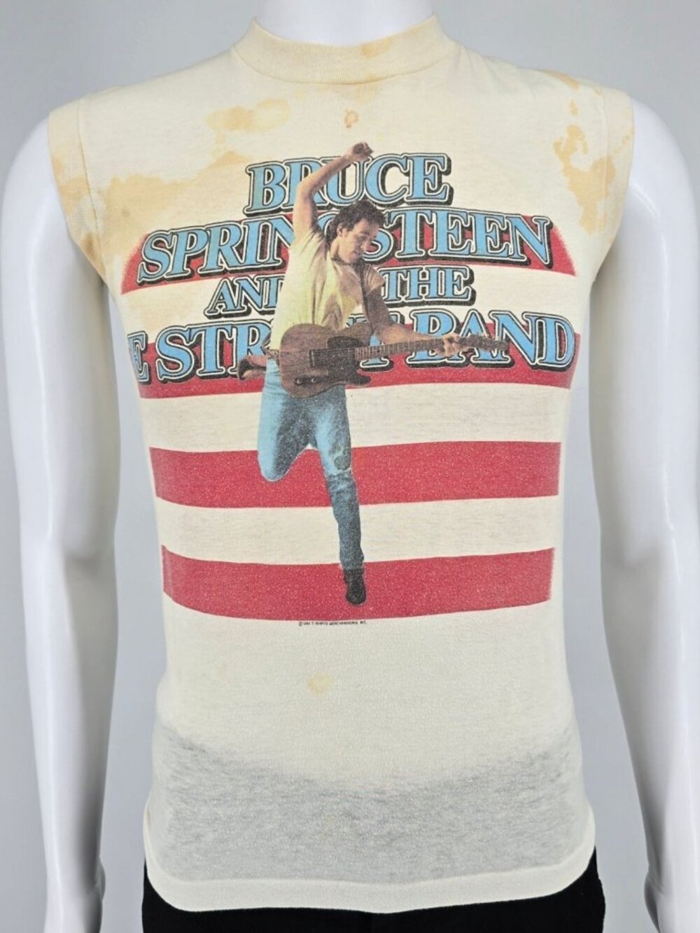 Distressed Vintage 1980s Bruce Springsteen Born in the USA Tour Muscle Tee (S)